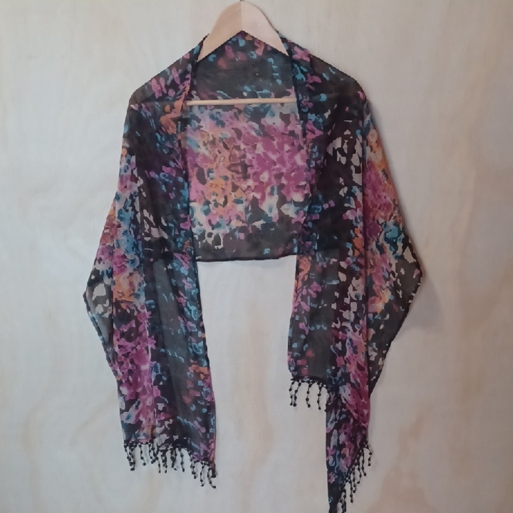 Sheer Scarf With Tassle Details